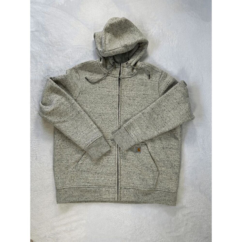 Youth Size 16-18 XL Carhartt Zip Up Fleece Lined Hoodie, Light Gray, Heavy EUC